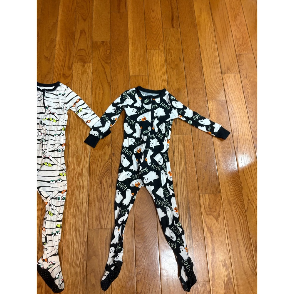 Bundle 3 Old Navy Toddler 2T Halloween Footed Pajamas Set Bats Mummy Ghost 3PK